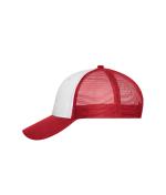Unisex 6 Panel Mesh Cap Wit/rood 10253