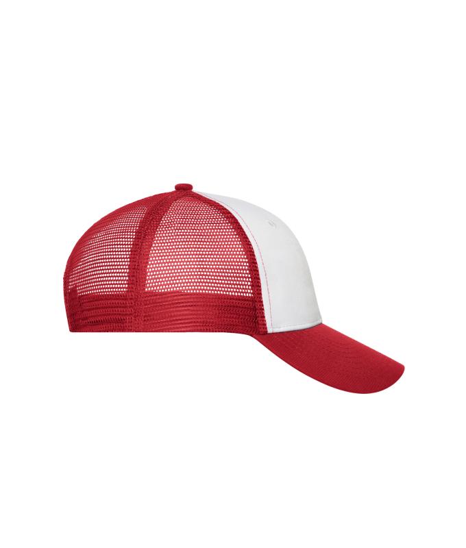 Unisex 6 Panel Mesh Cap Wit/rood 10253