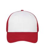 Unisex 6 Panel Mesh Cap Wit/rood 10253