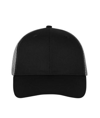 Unisex 6 Panel Mesh Cap Zwart/zwart/donkergrijs 10253