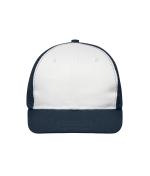 Unisex 6 Panel Flat Peak Cap White/navy 10254