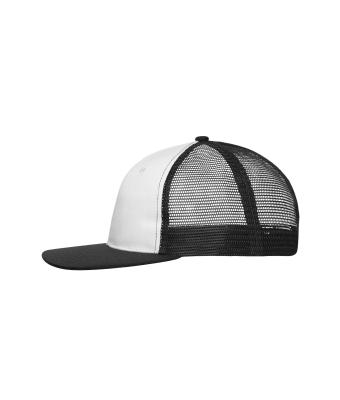 Unisex 6 Panel Flat Peak Cap White/black 10254