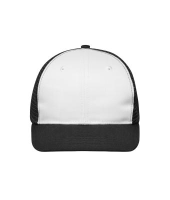 Unisex 6 Panel Flat Peak Cap White/black 10254