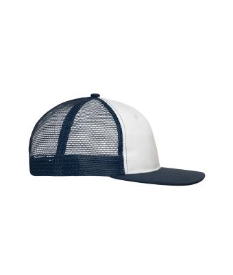Unisex 6 Panel Flat Peak Cap White/navy 10254