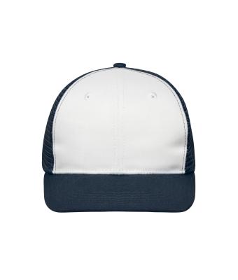 Unisex 6 Panel Flat Peak Cap White/navy 10254