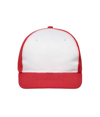 Unisex 6 Panel Flat Peak Cap White/red 10254