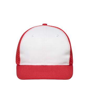 Unisex 6 Panel Flat Peak Cap White/red 10254