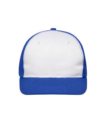 Unisex 6 Panel Flat Peak Cap White/royal 10254