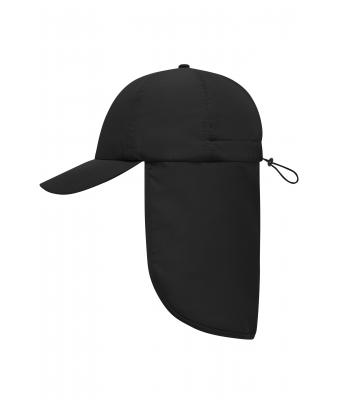 Unisex 6 Panel Cap with Neck Guard Black 10454