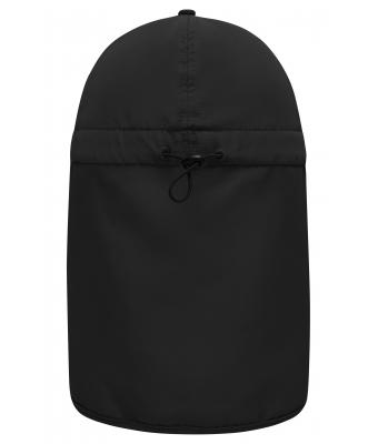 Unisex 6 Panel Cap with Neck Guard Black 10454