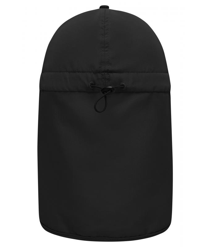 Unisex 6 Panel Cap with Neck Guard Black 10454