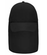 Unisex 6 Panel Cap with Neck Guard Black 10454