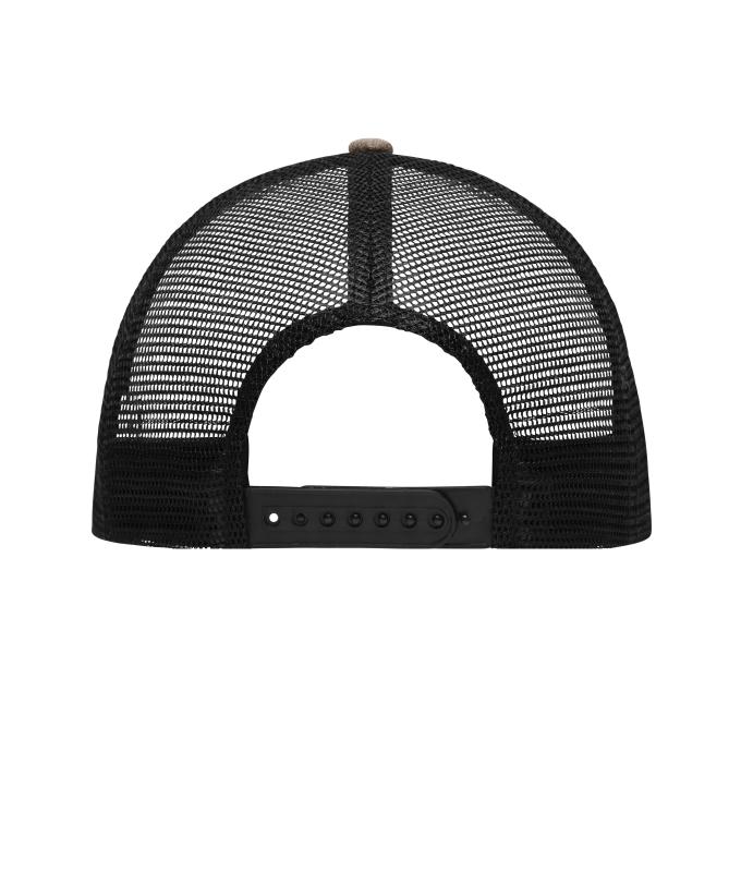 Unisex 6 Panel Mesh Cap Melange Bruin-melange/zwart 10455