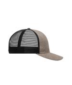 Unisex 6 Panel Mesh Cap Melange Bruin-melange/zwart 10455