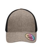 Unisex 6 Panel Mesh Cap Melange Bruin-melange/zwart 10455
