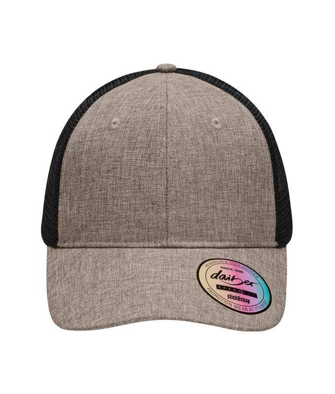Unisex 6 Panel Mesh Cap Melange Bruin-melange/zwart 10455
