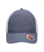 Unisex 6 Panel Mesh Cap Melange Navy-melange/wit 10455