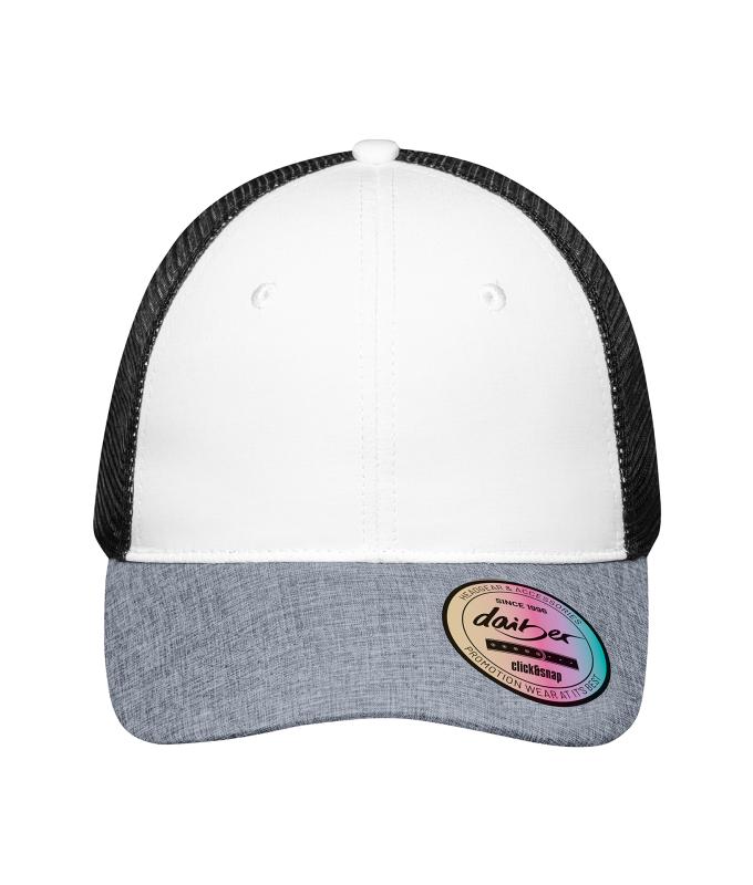 Unisex 6 Panel Mesh Cap Melange White/grey-melange/black 10455