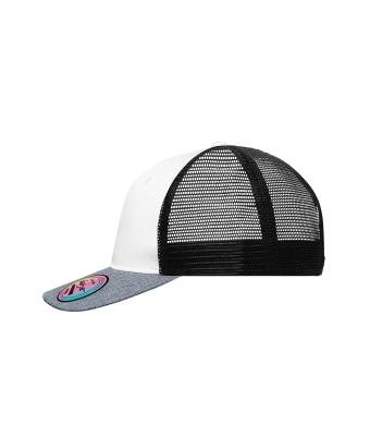 Unisex 6 Panel Mesh Cap Melange Wit/grijs-melange/zwart 10455