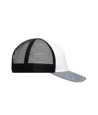 Unisex 6 Panel Mesh Cap Melange Wit/grijs-melange/zwart 10455