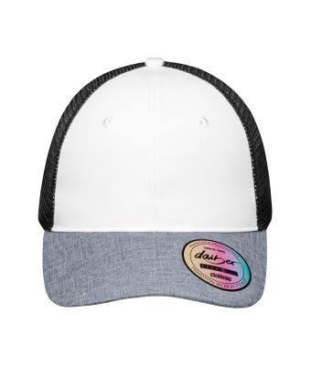 Unisex 6 Panel Mesh Cap Melange Wit/grijs-melange/zwart 10455