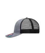 Unisex 6 Panel Mesh Cap Melange Grijs-melange/zwart 10455