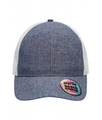 Unisex 6 Panel Mesh Cap Mélange Navy-melange/white 10455