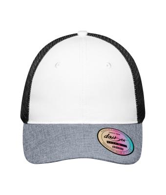 Unisexe Casquette 6 panneaux en maille mélangée Blanc/gris-mélange/noir 10455