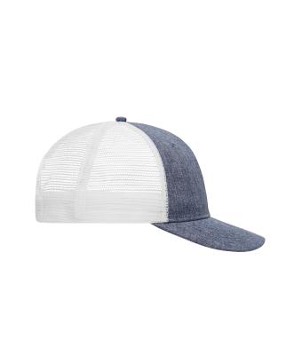 Unisexe Casquette 6 panneaux en maille mélangée Marine-mélange/blanc 10455