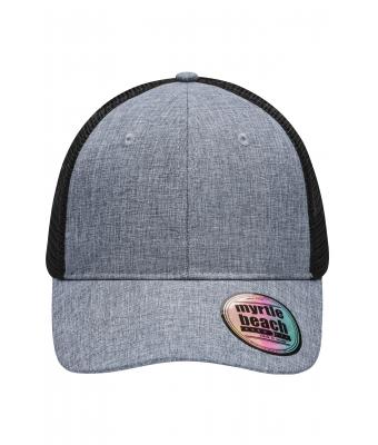 Unisexe Casquette 6 panneaux en maille mélangée Gris-mélange/noir 10455