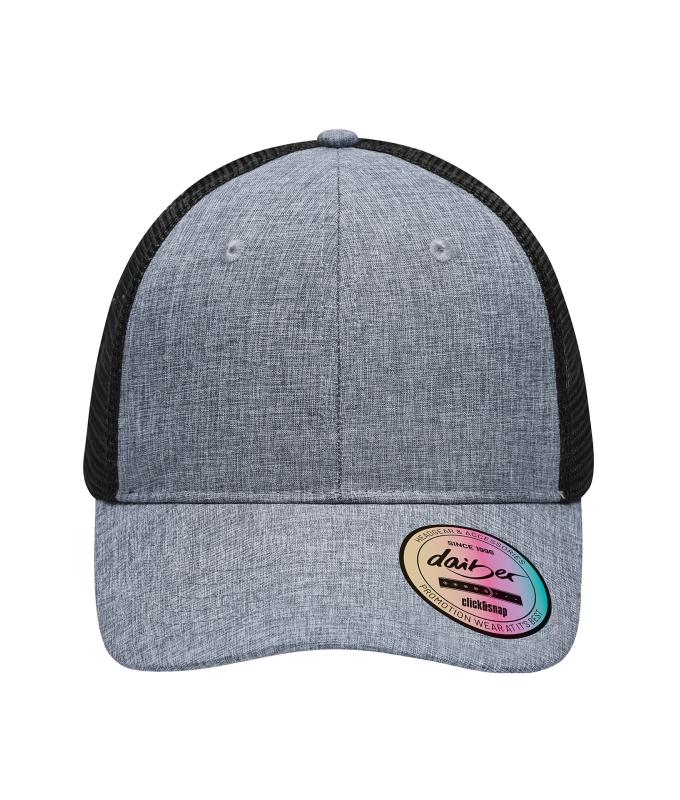 Unisexe Casquette 6 panneaux en maille mélangée Gris-mélange/noir 10455