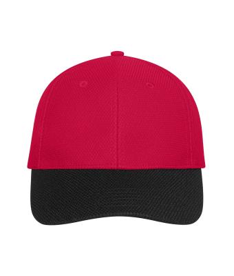 Unisex 6 Panel Mesh Cap Rood/zwart 11191