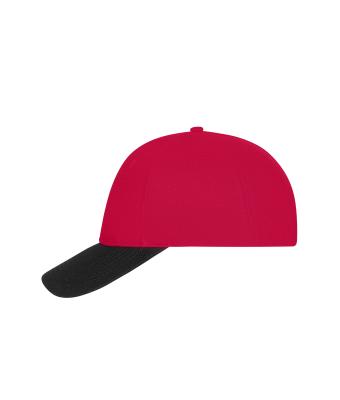 Unisex 6 Panel Mesh Cap Rood/zwart 11191