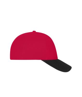 Unisex 6 Panel Mesh Cap Rood/zwart 11191