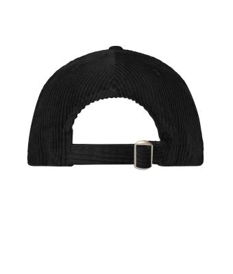 Unisex 6 Panel Corduroy Cap  Organic Cotton Zwart 12025