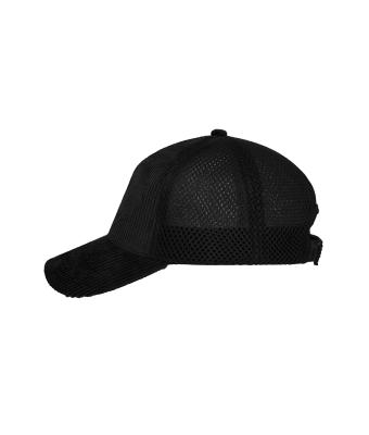 Unisex 6 Panel Corduroy-Mesh Cap  Organic Cotton Black/black 12027