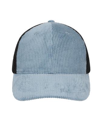 Unisex 6 Panel Corduroy-Mesh Cap  Organic Cotton Milky-blue/black 12027