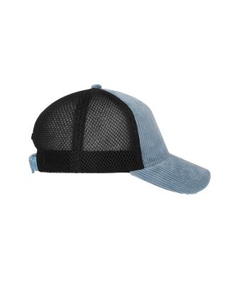 Unisex 6 Panel Corduroy-Mesh Cap  Organic Cotton Milky-blue/black 12027