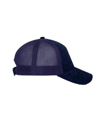 Unisexe Casquette 6 panneaux en velours côtelé et maille  Cotton Marine/marine 12027