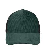 Unisexe Casquette 6 panneaux en velours côtelé et maille  Cotton Vert-fumé/noir 12027
