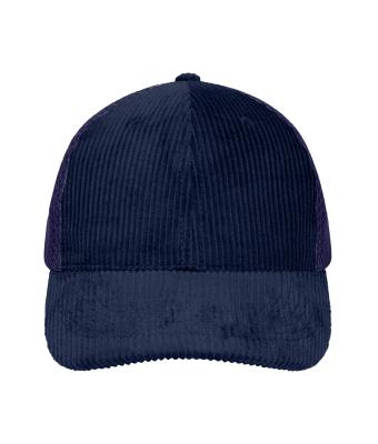 Unisexe Casquette 6 panneaux en velours côtelé et maille  Organic Cotton Marine/marine 12027