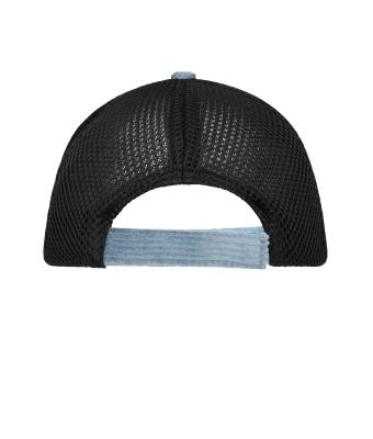 Unisexe Casquette 6 panneaux en velours côtelé et maille  Organic Cotton Bleu-laiteux/noir 12027