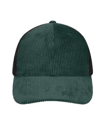 Unisexe Casquette 6 panneaux en velours côtelé et maille  Organic Cotton Vert-fumé/noir 12027