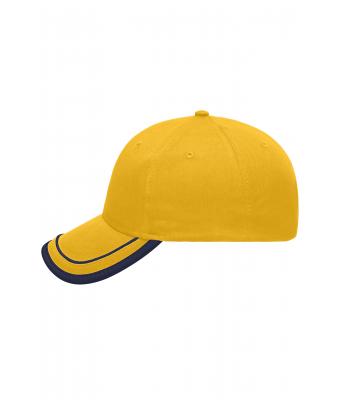 Unisex 6 Panel Piping Cap Gold-yellow/navy 7734