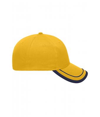 Unisex 6 Panel Piping Cap Gold-yellow/navy 7734