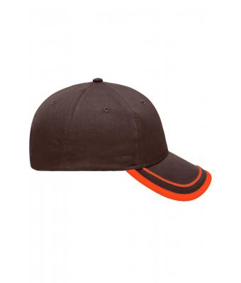 Unisex 6 Panel Piping Cap Brown/orange 7734