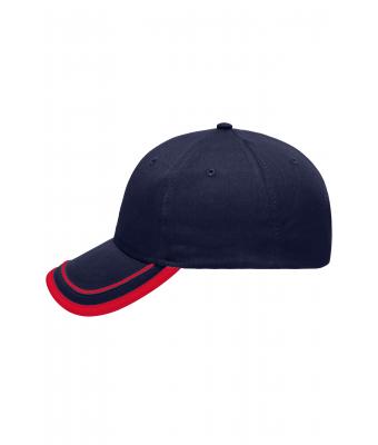 Unisex 6 Panel Piping Cap Navy/red 7734