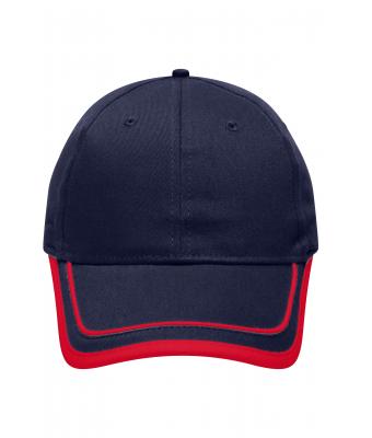 Unisex 6 Panel Piping Cap Navy/red 7734