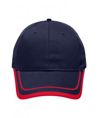 Unisex 6 Panel Piping Cap Navy/rood 7734