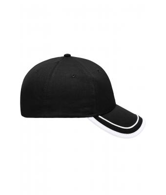 Unisex 6 Panel Piping Cap Black/white 7734